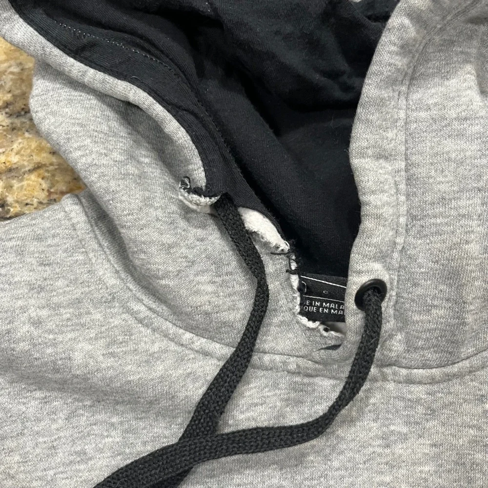 Nike Mens Hoodie Heather Grey White Swoosh Logo Pullover Sweatshirt Large